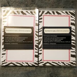 Imprintable Invitations And Envelopes, Lot Of 2 Packs Of 10, Ttl 20, 2 For $12